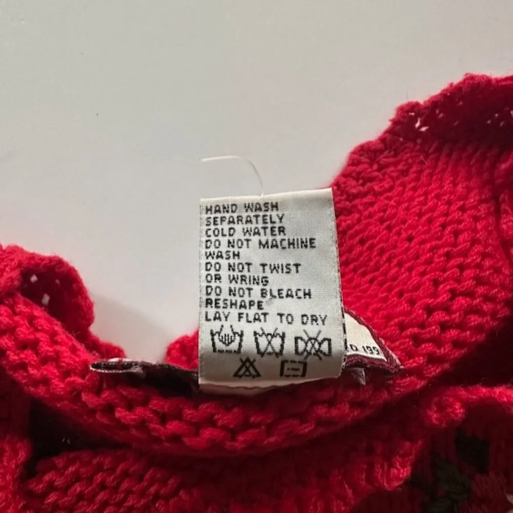 Red Christmas Tree Sweater Tunic, Embroidered, Tiara International Size L - Picture 10 of 13